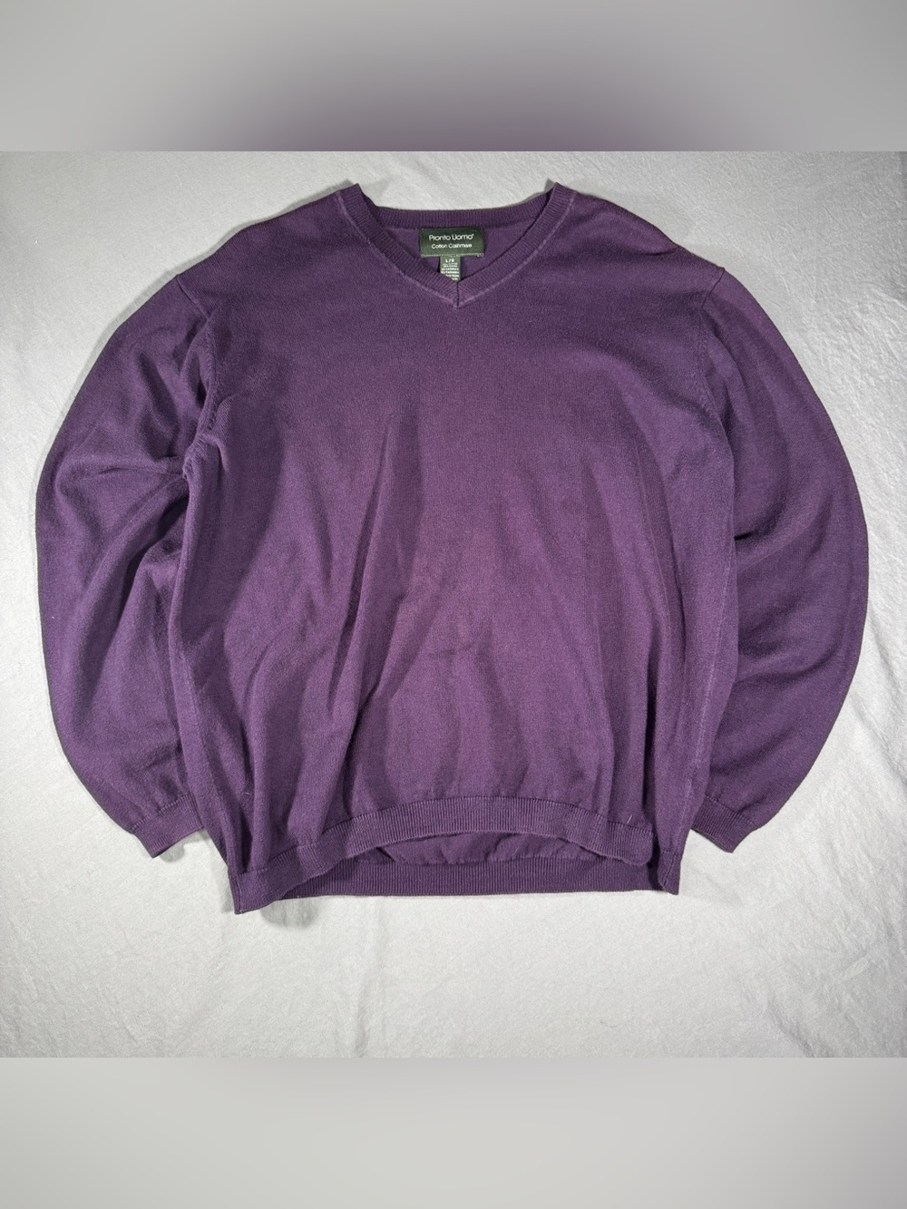 Pronto Uomo Purple Cotton Cashmere V Neck Sweater L